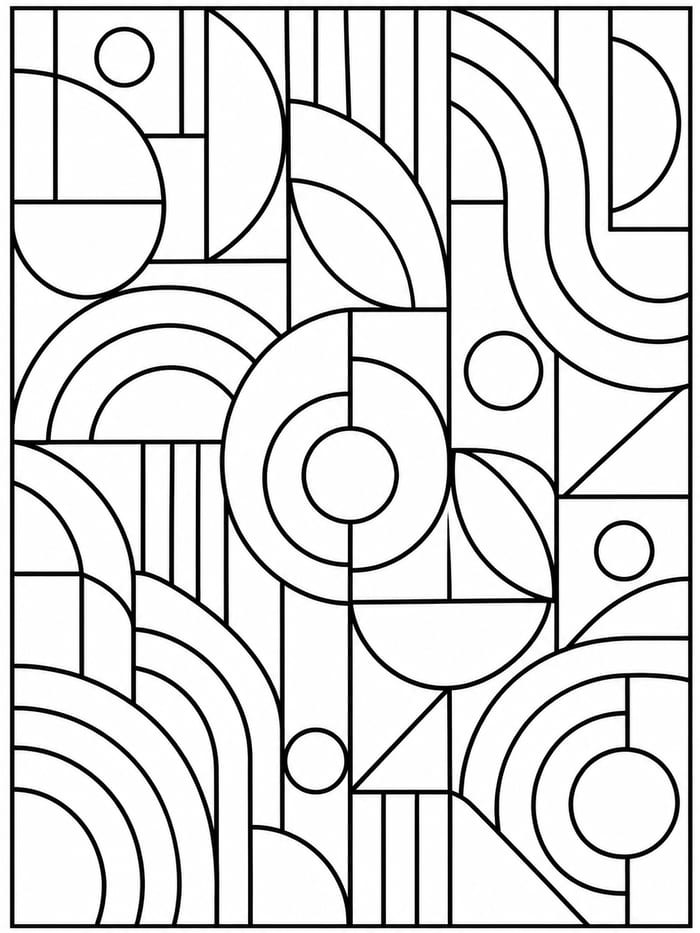 Geometric abstract coloring page