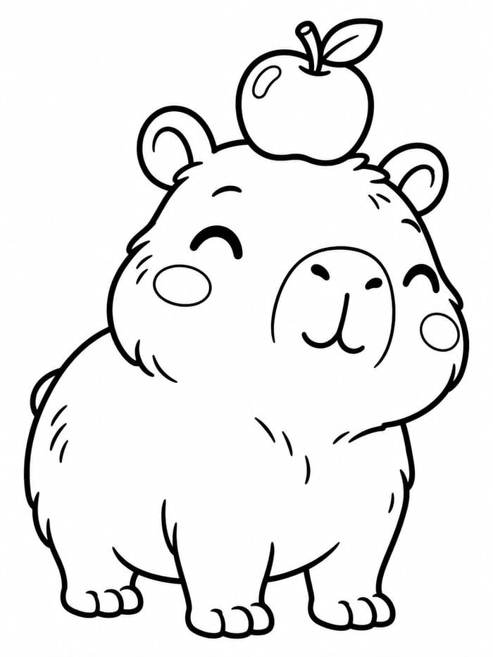 Kawaii capybara coloring page