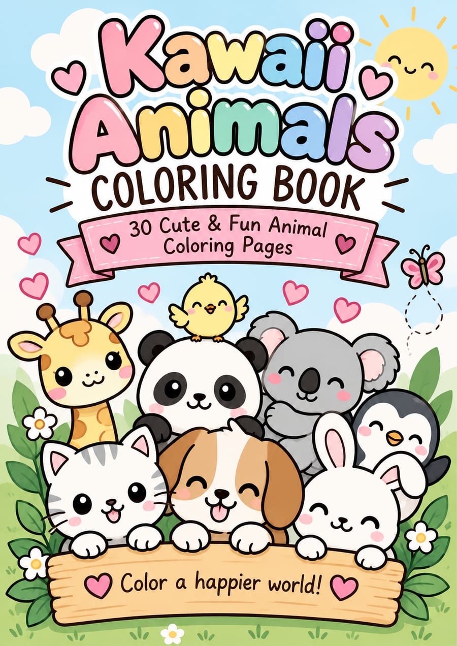Kawaii Animals Coloring Book cover