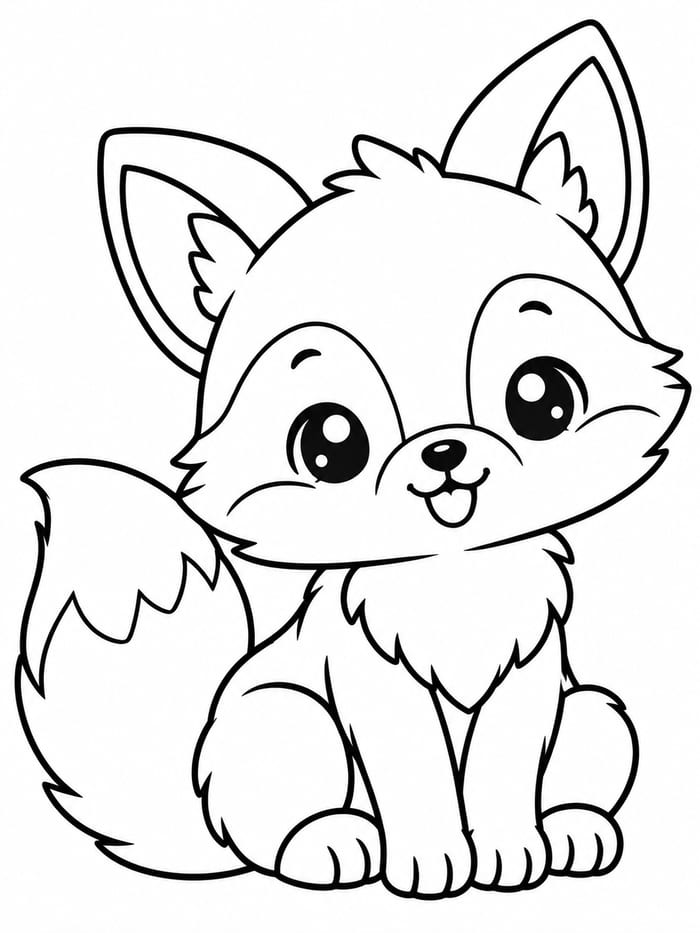 Kawaii fox coloring page