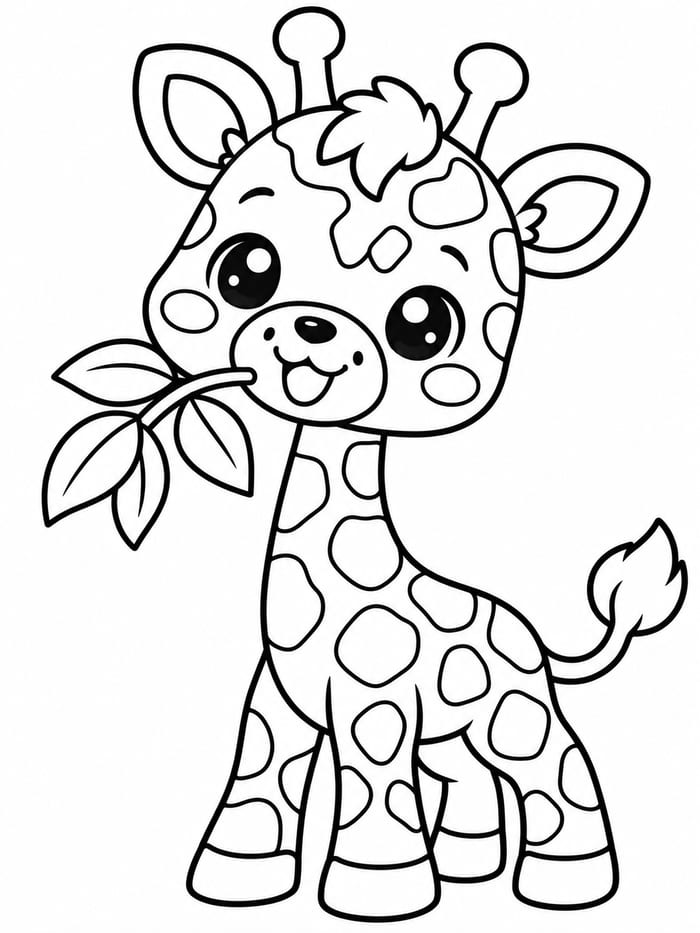 Kawaii giraffe coloring page