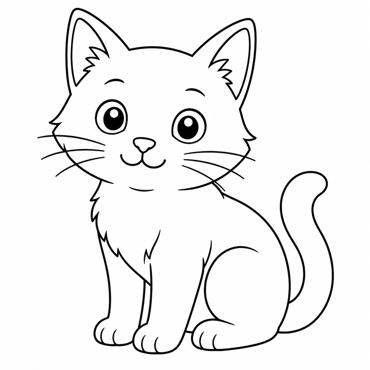 Kleurplaat van kat: Miauw