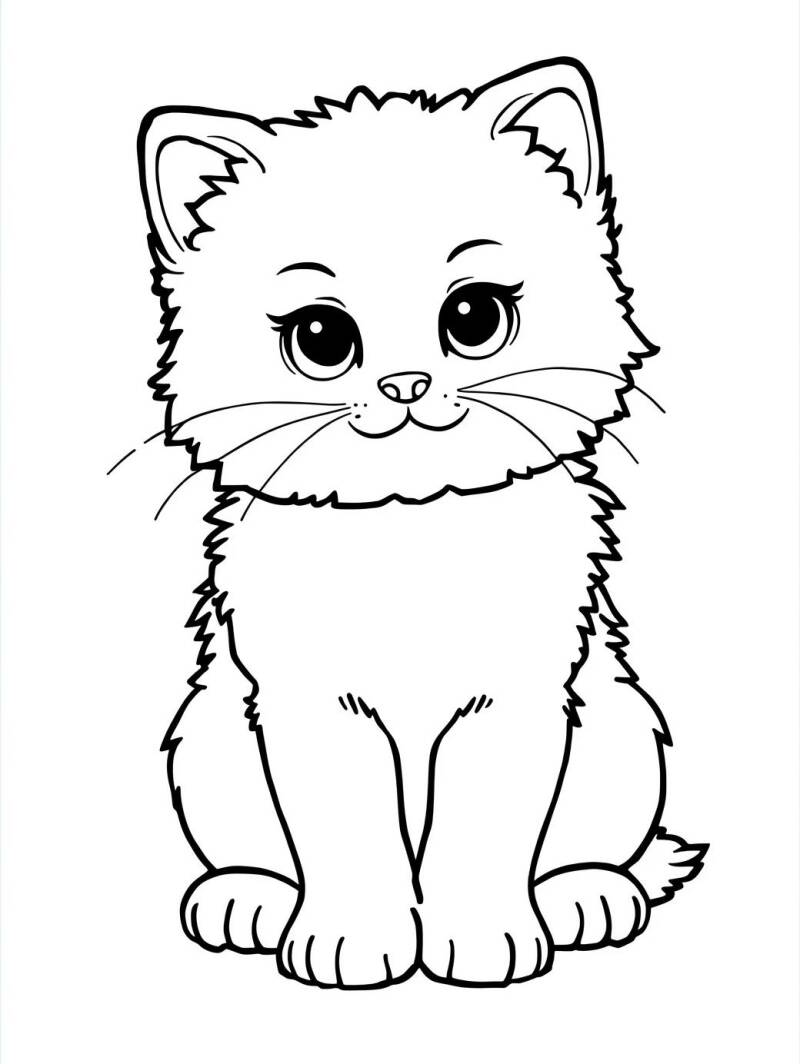 Kleurplaat schattige kitten