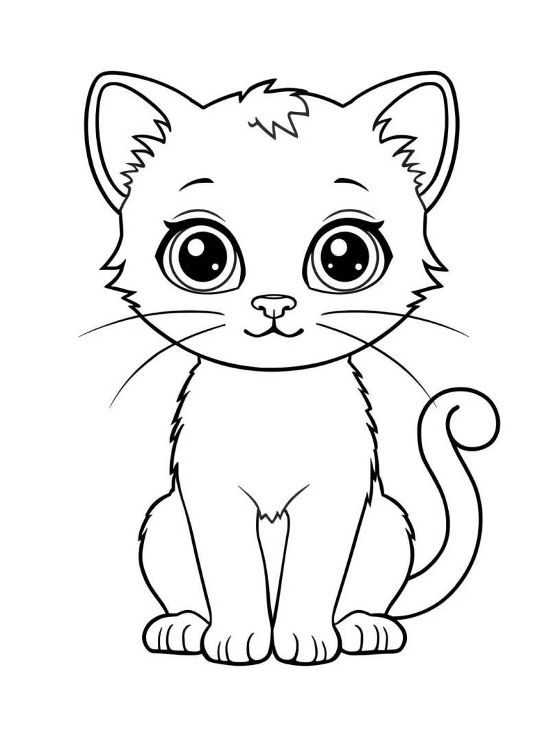 Kleurplaat van een schattig kitten