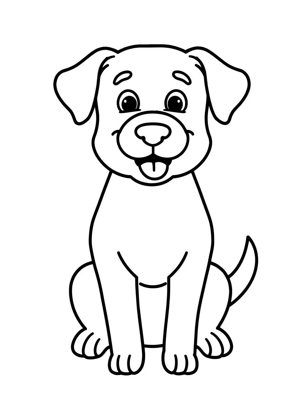 Kleurplaat van een simpele zittende hond