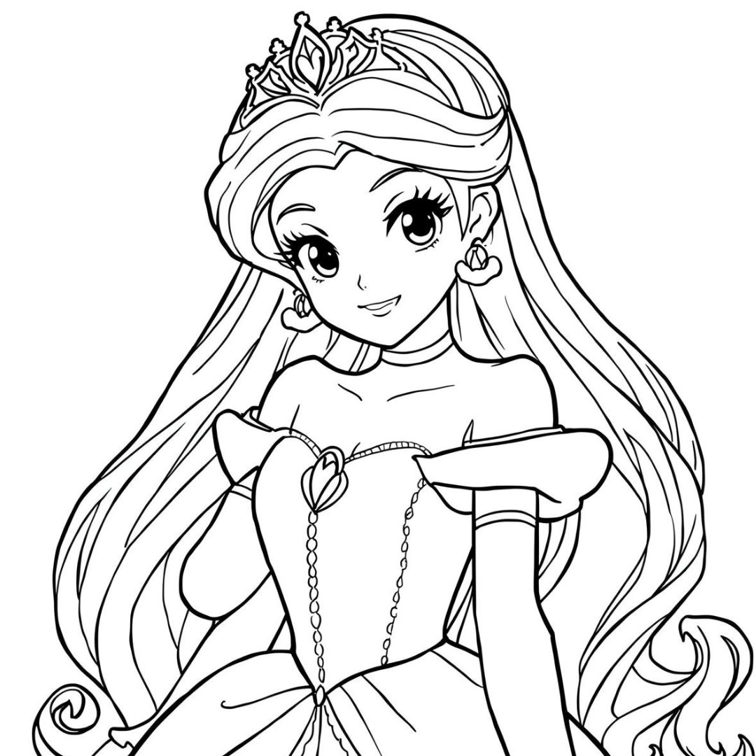 Kleurplaat prinses anime