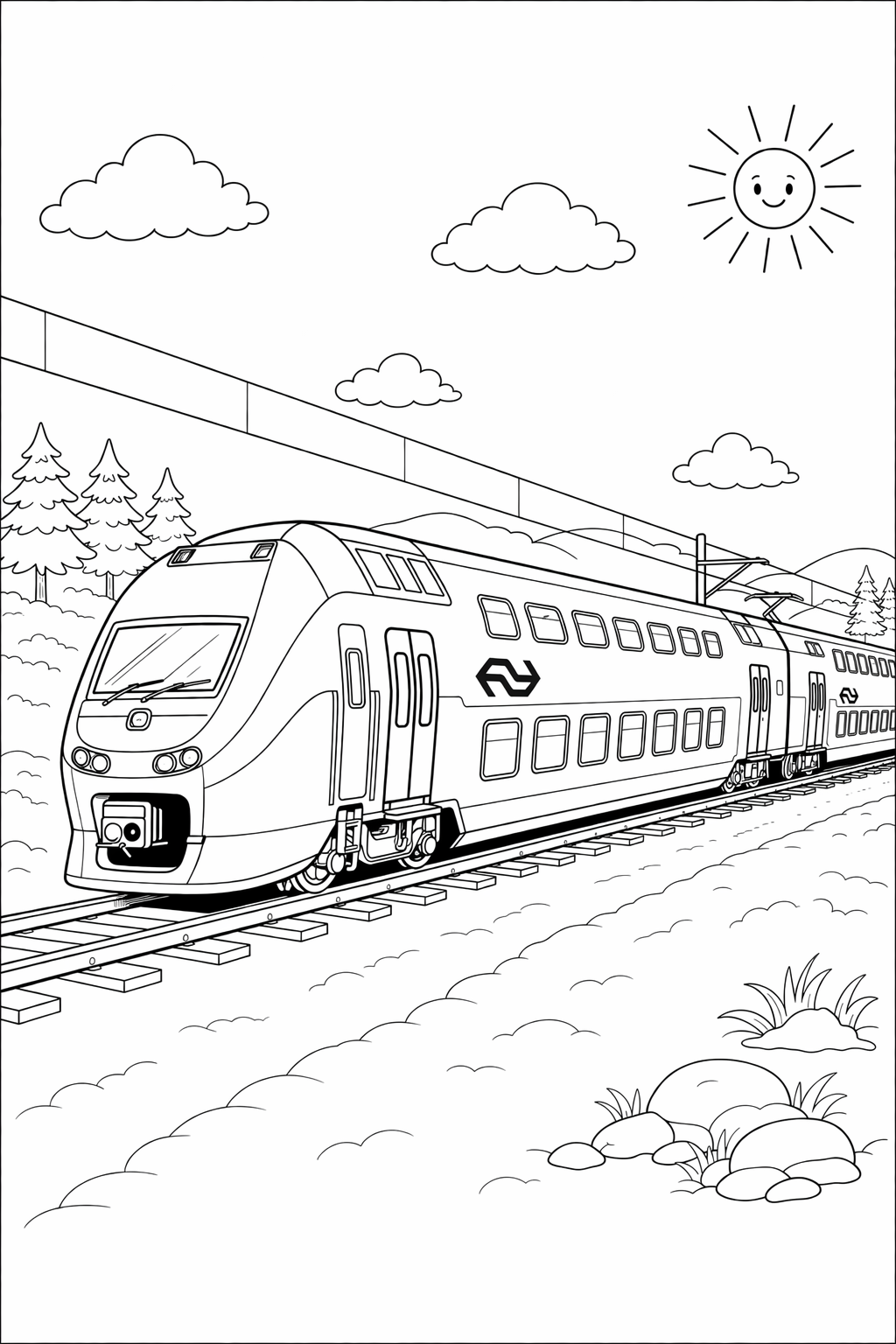 Gratis kleurplaat dubbeldektrein: Ben je op zoek naar een leuke kleurplaat van een trein