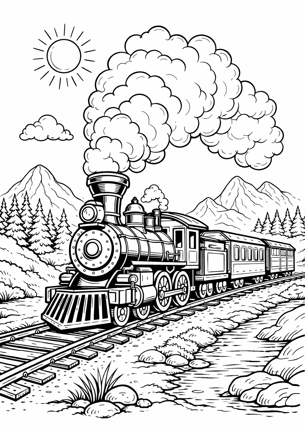 Kleurplaat stoomtrein