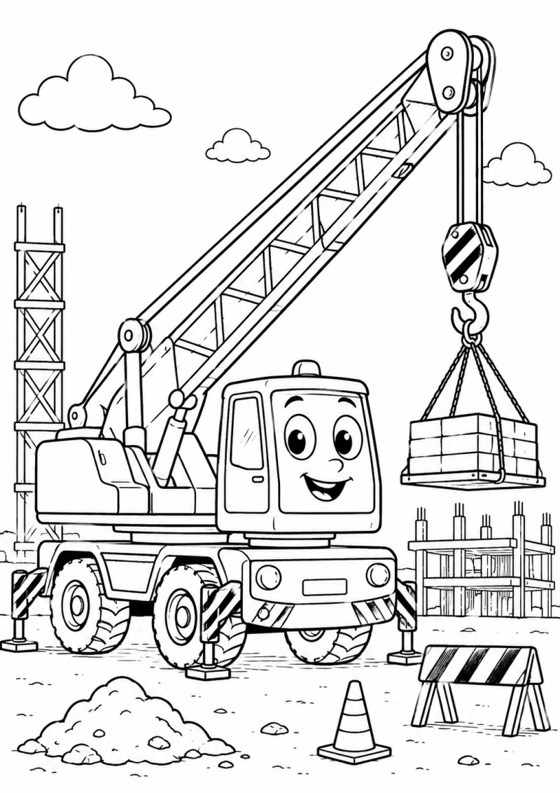 Kleurplaat hijskraan