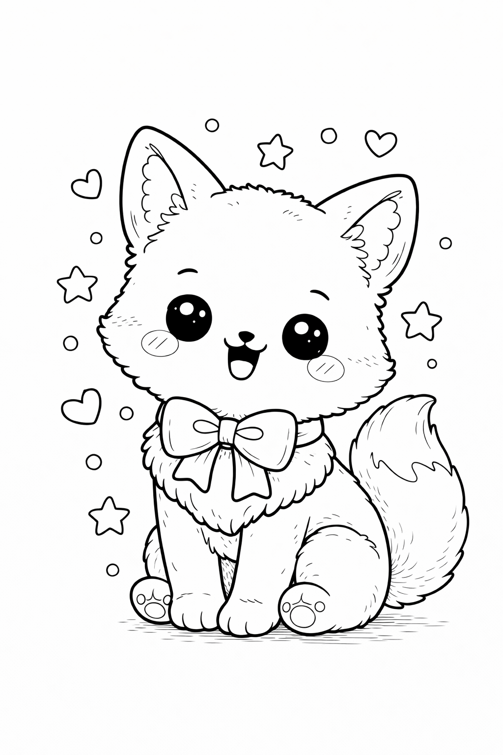 Kawaii kitten kleurplaat