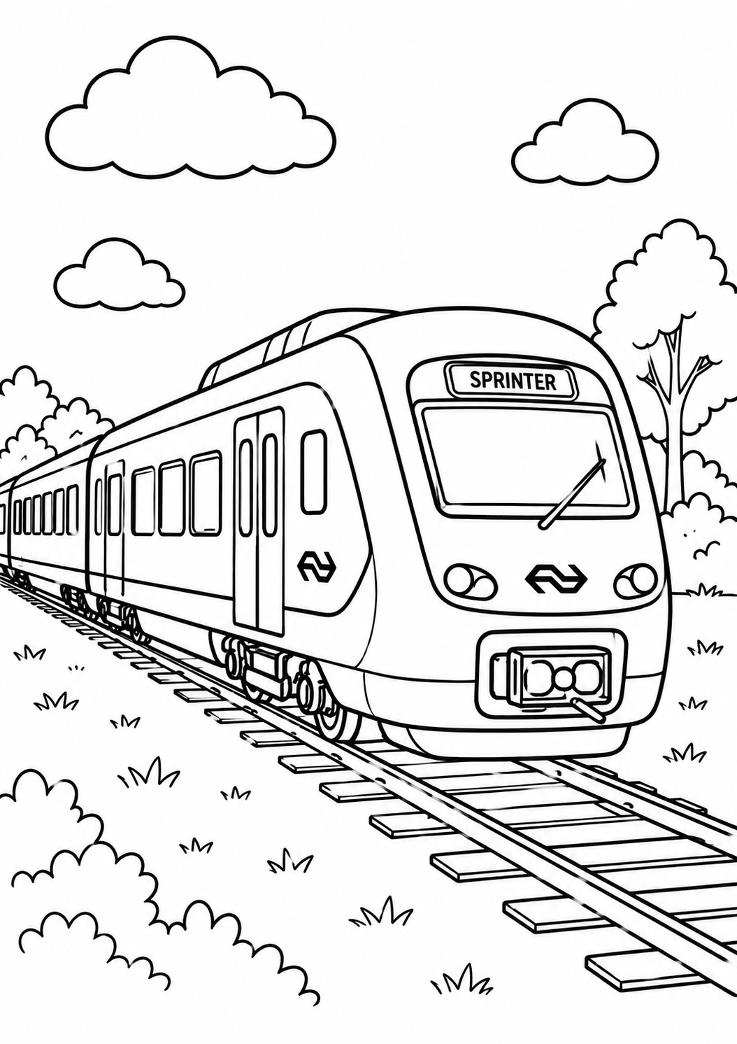 Kleurplaat van een NS Sprinter trein
