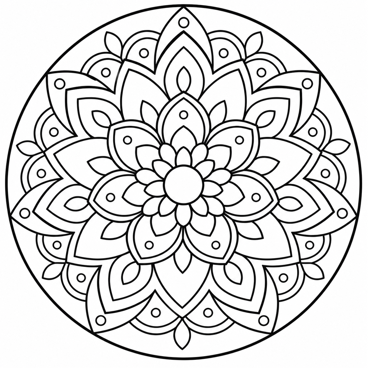 Kleurplaat van een bloemmandala