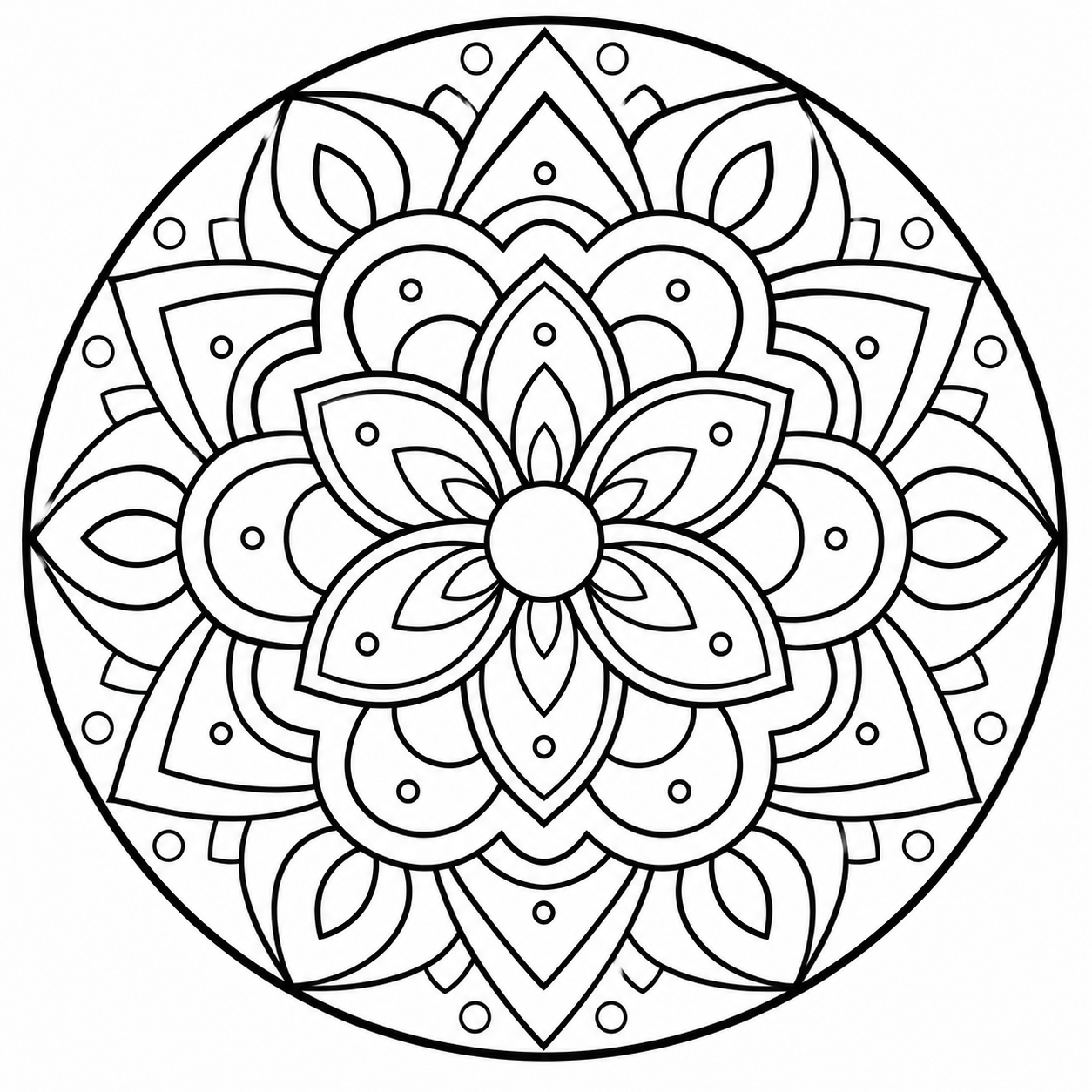 Kleurplaat van een bloemmandala