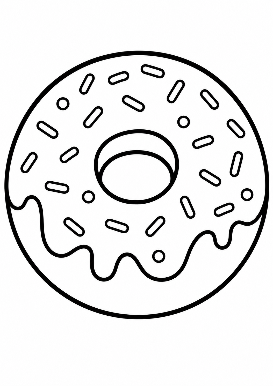 Kleurplaat van een donut met sprinkles