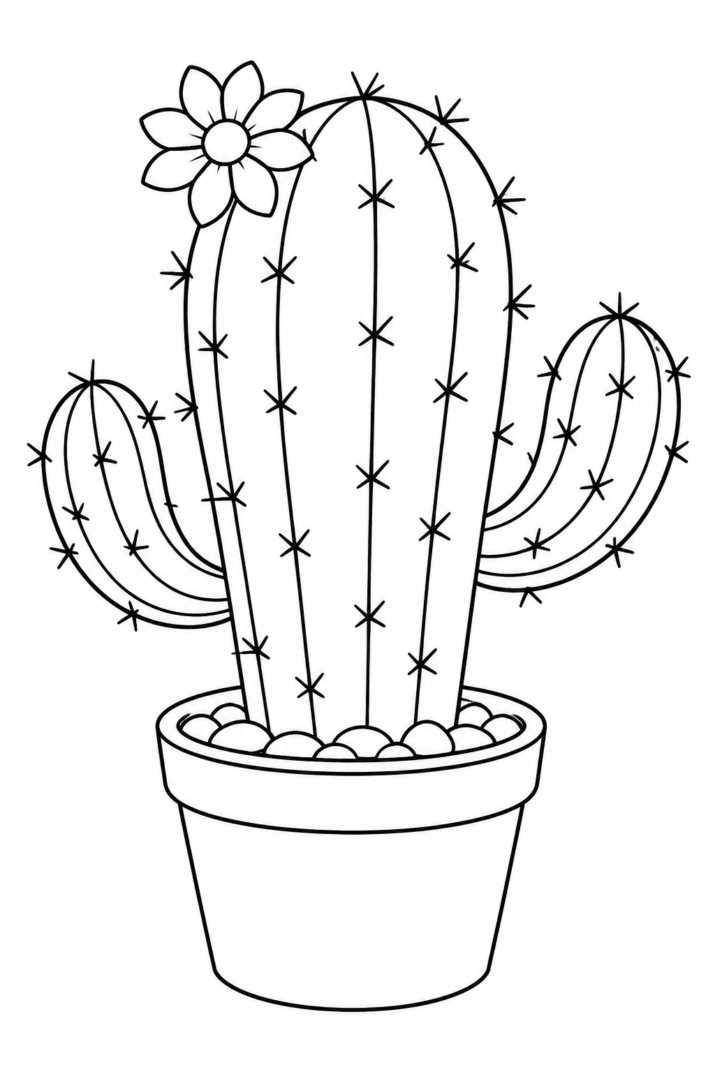 Kleurplaat van een cactus met een bloem