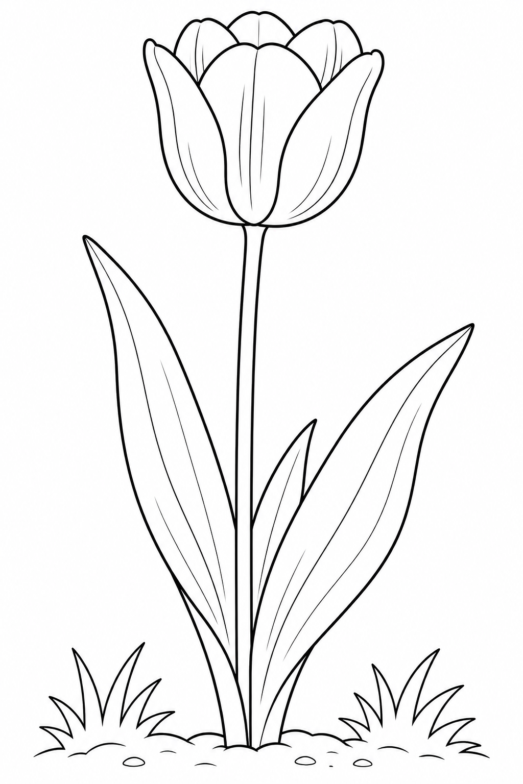 Kleurplaat van een tulp