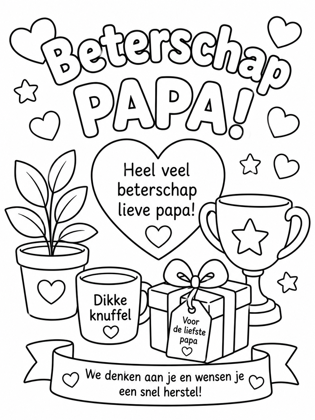 Kleurplaat beterschap papa