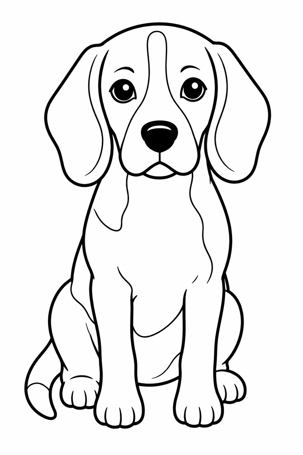 Kleurplaat van een zittende beagle puppy