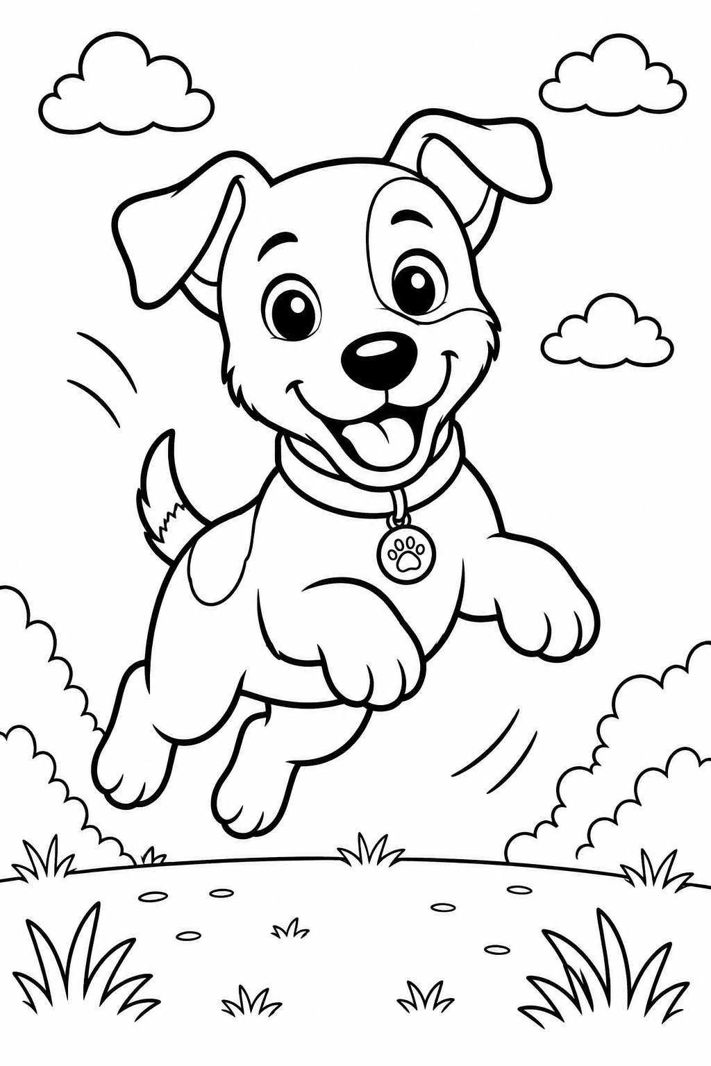 Kleurplaat van een springende Jack Russell hond