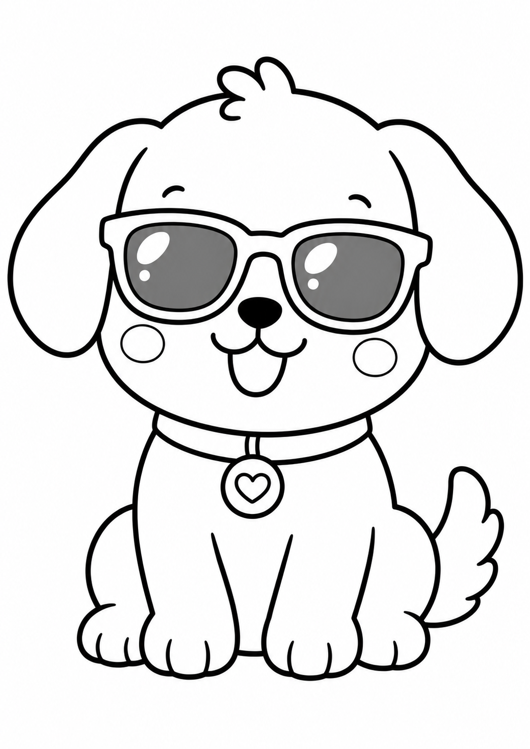 Kleurplaat van een hond met een zonnebril