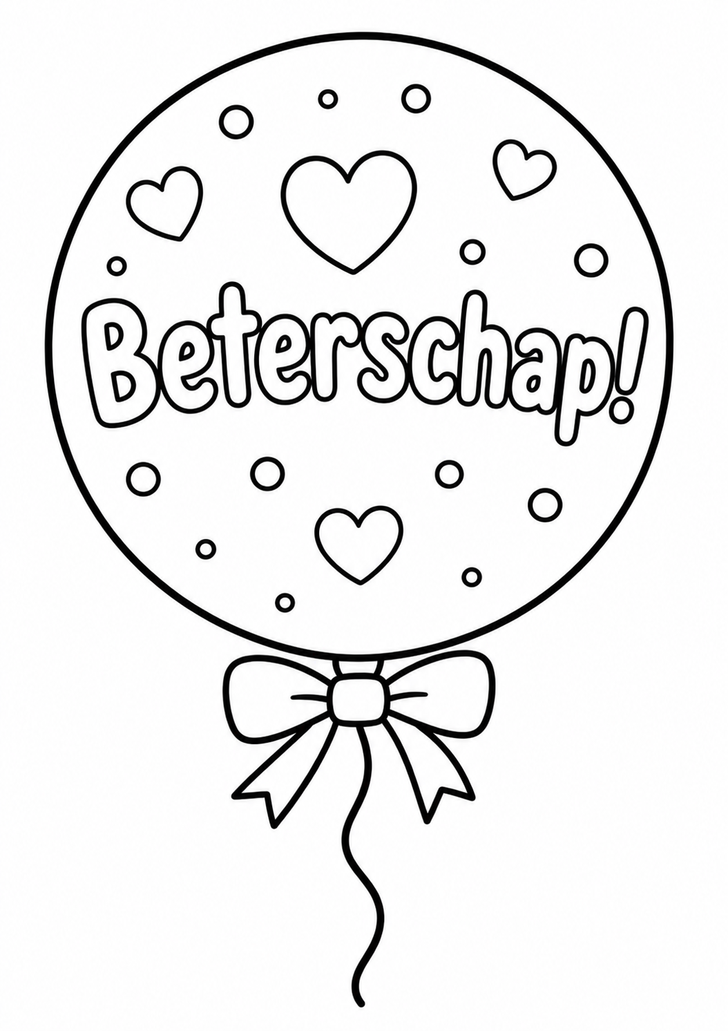 Gratis kleurplaat beterschap ballon: Vrolijk iemand op met deze leuke beterschap ballon kleurplaat