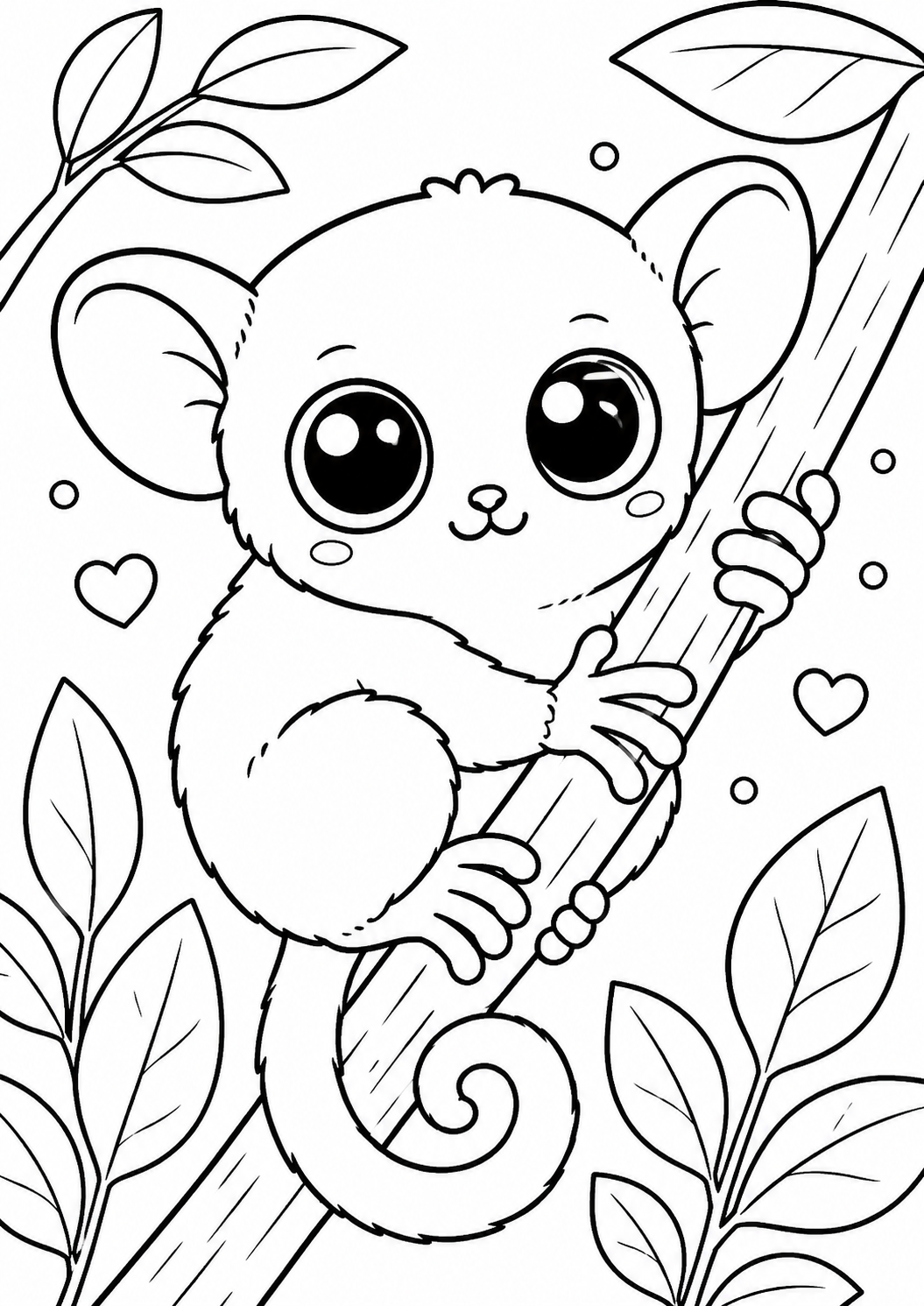 Kawaii kleurplaat spookdiertje