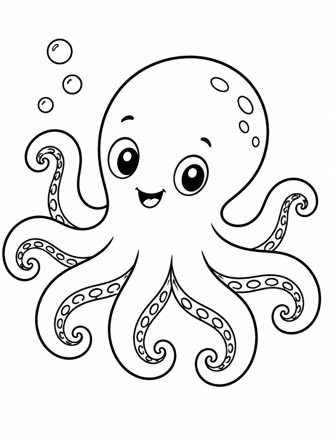 Kleurplaat van een octopus onder water