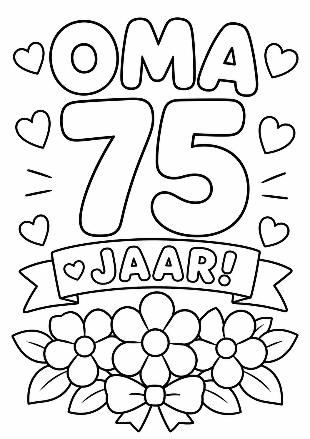 Kleurplaat van oma 75 jaar: Is jouw oma binnenkort 75 jaar