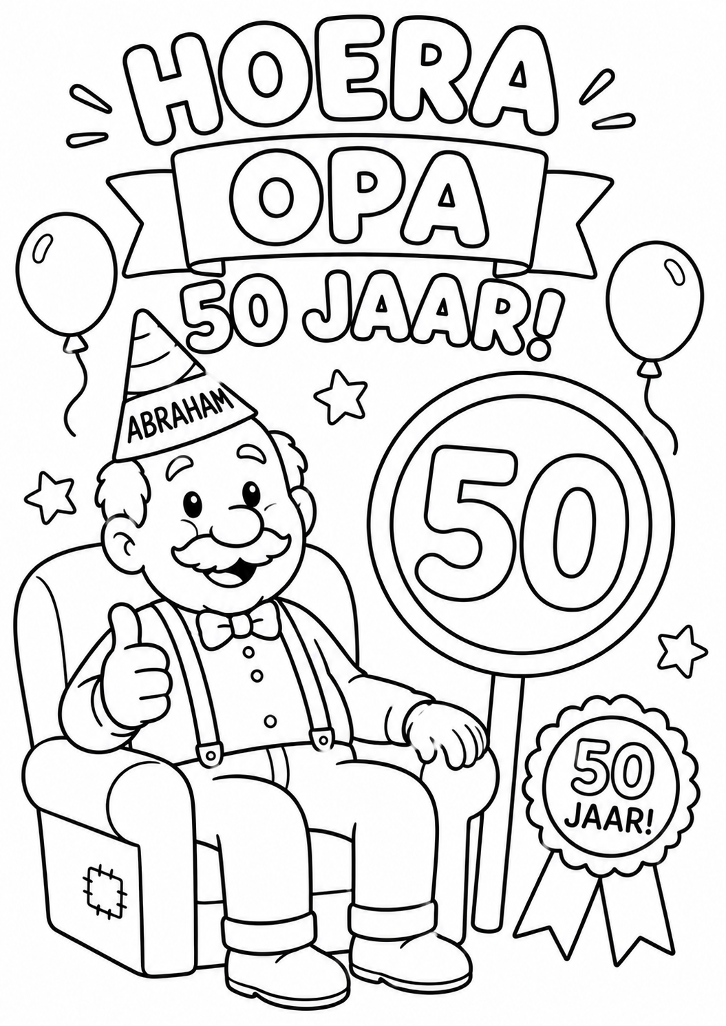 Gratis kleurplaat opa 50 jaar: Wordt jouw opa binnenkort 50 jaar