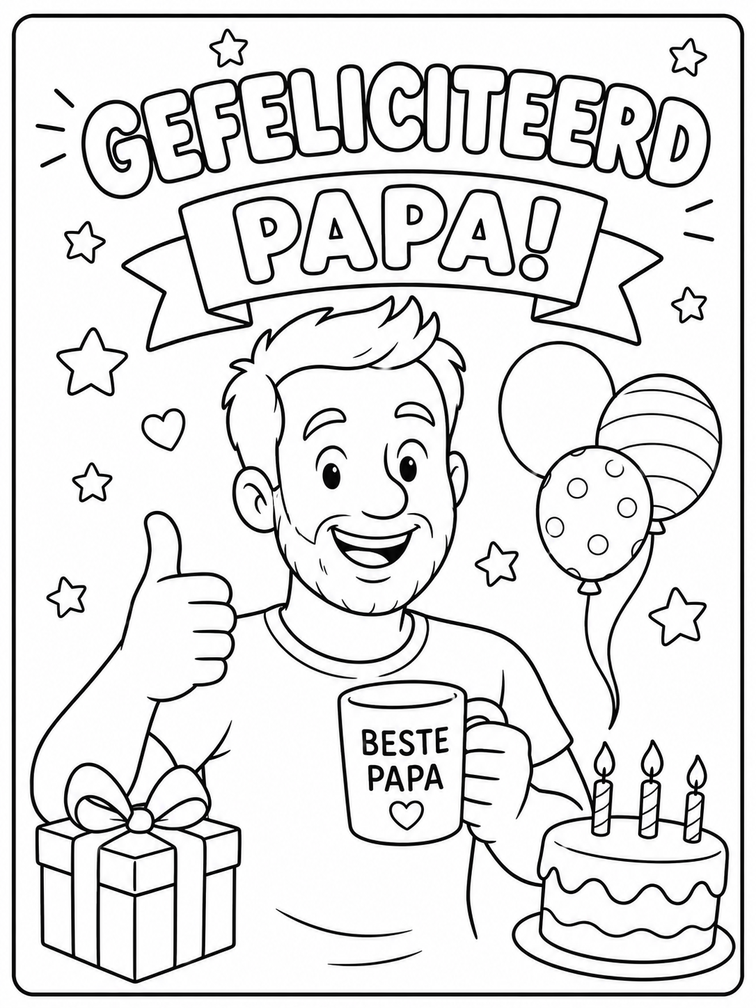 Gratis kleurplaat gefeliciteerd papa: Wil je papa verrassen met een leuke verjaardagskleurplaat