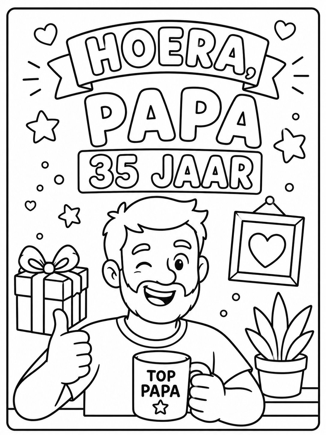Kleurplaat Papa 35 jaar. Wordt jouw papa binnenkort 35 jaar