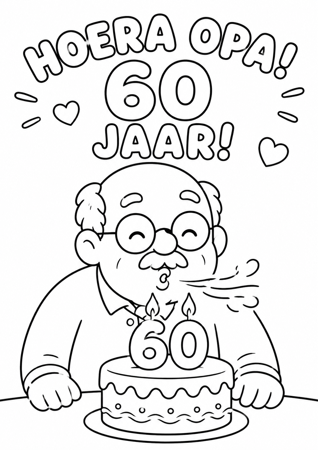 Kleurplaat Opa jarig 60 jaar — Is jouw opa 60 jaar geworden
