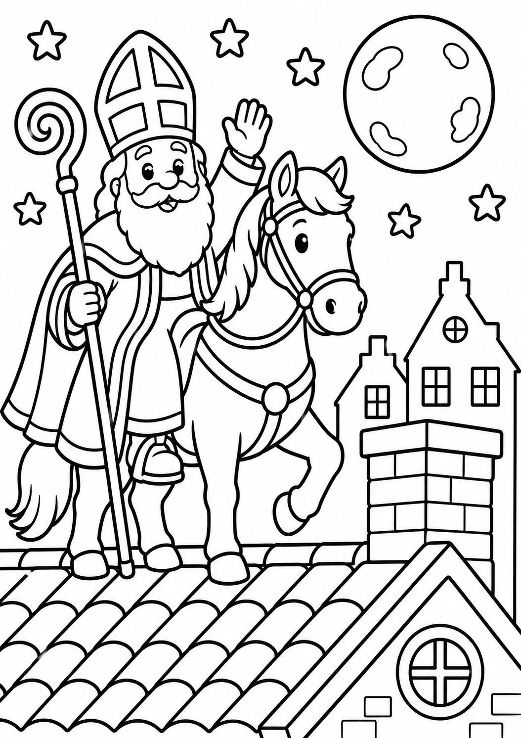 Kleurplaat Sinterklaas op dak. Sinterklaas op het dak kleurplaat Breng de magie van pakjesavond tot leven met deze gratis…