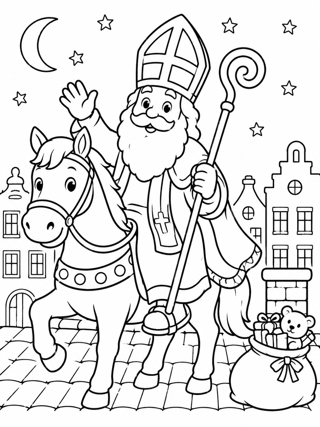 Kleurplaat van sinterklaas op Ozosnel: Beleef de magie van pakjesavond met deze gratis kleurplaat van Sinterklaas op zijn…