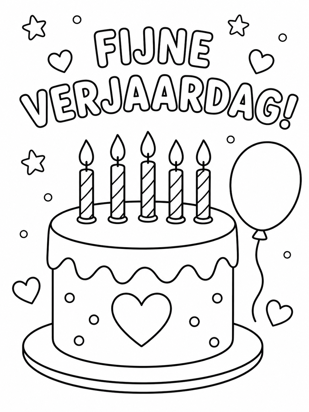 Kleurplaat Fijne verjaardag: Maak van iedere verjaardag een beetje feestelijker met deze gratis kleurplaat Fijne Verjaardag