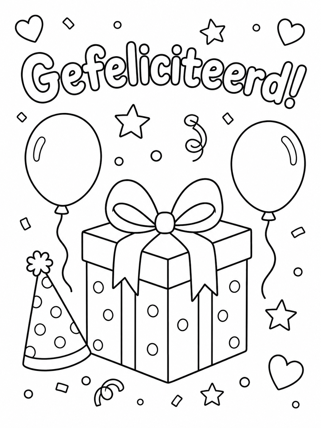 Kleurplaat gefeliciteerd: feestelijke kleurplaat om iemand mee te feliciteren