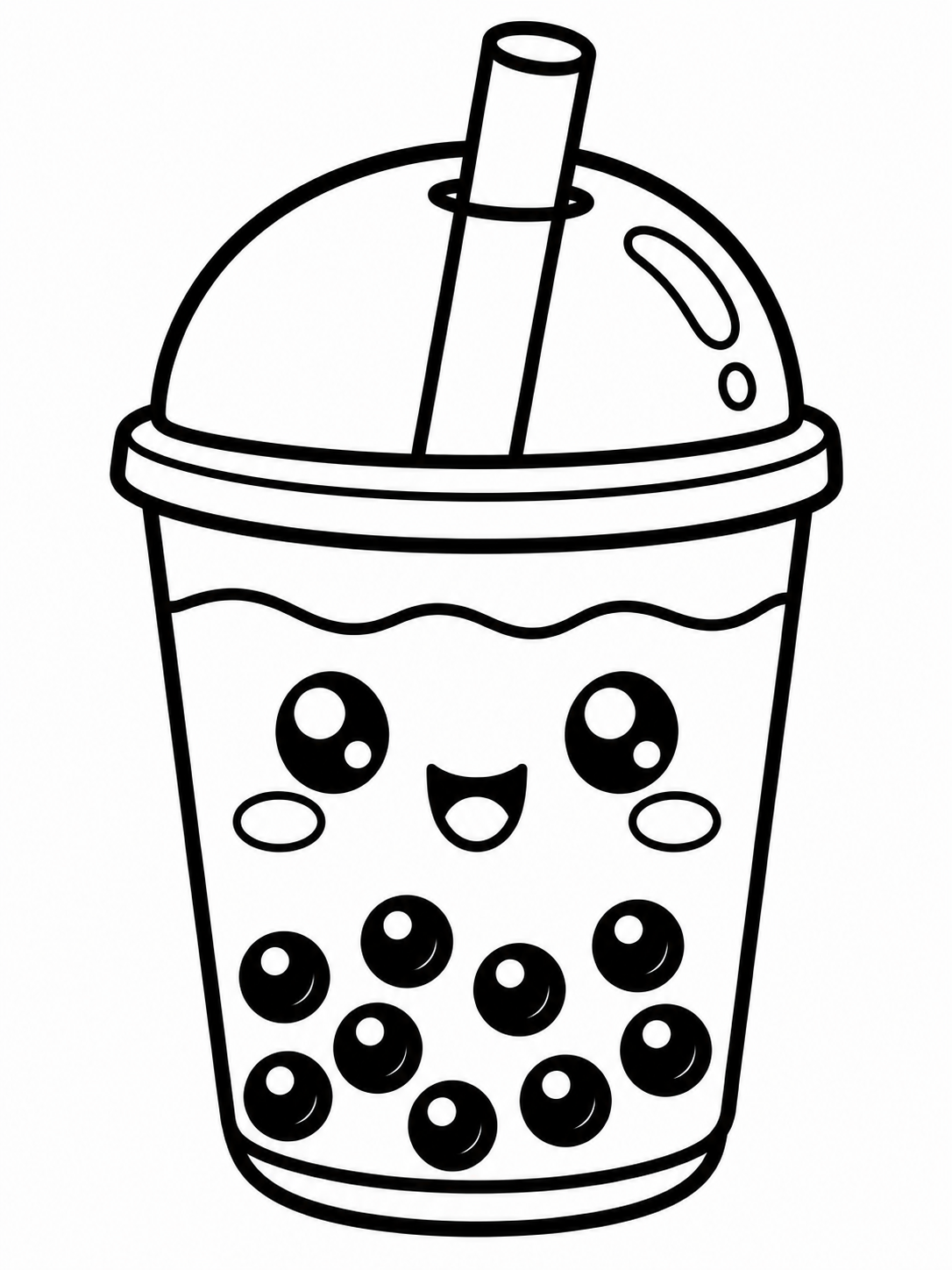 Kawaii kleurplaat bubble tea
