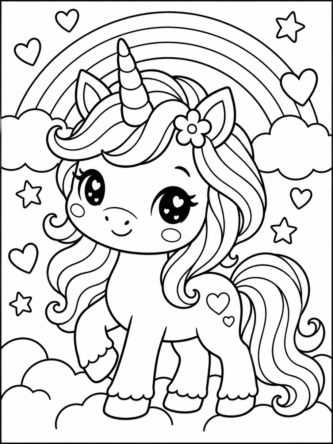 Kawaii kleurplaat unicorn