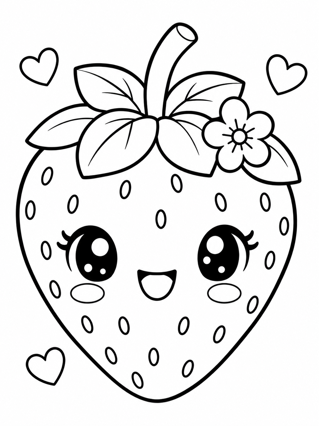 Kleurplaat aardbei Kawaii