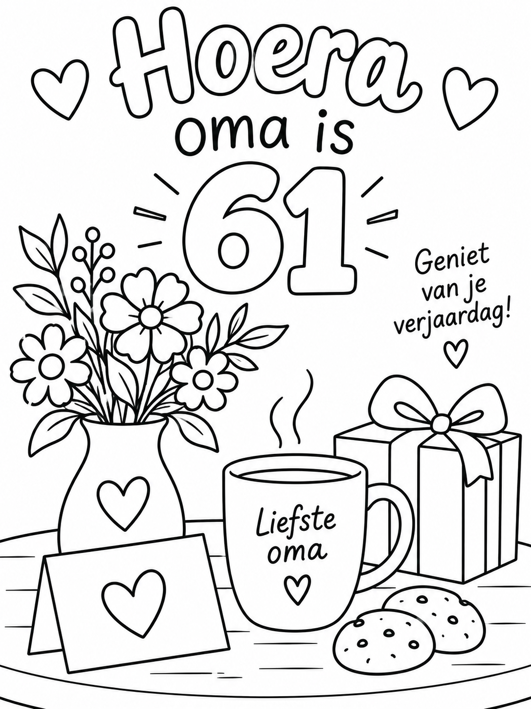 Kleurplaat oma 61 jaar
