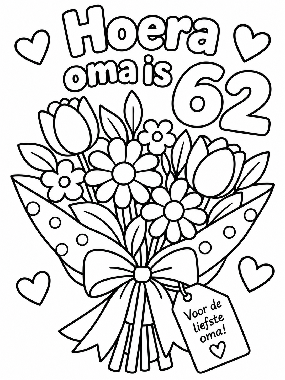 Kleurplaat oma 62 jaar