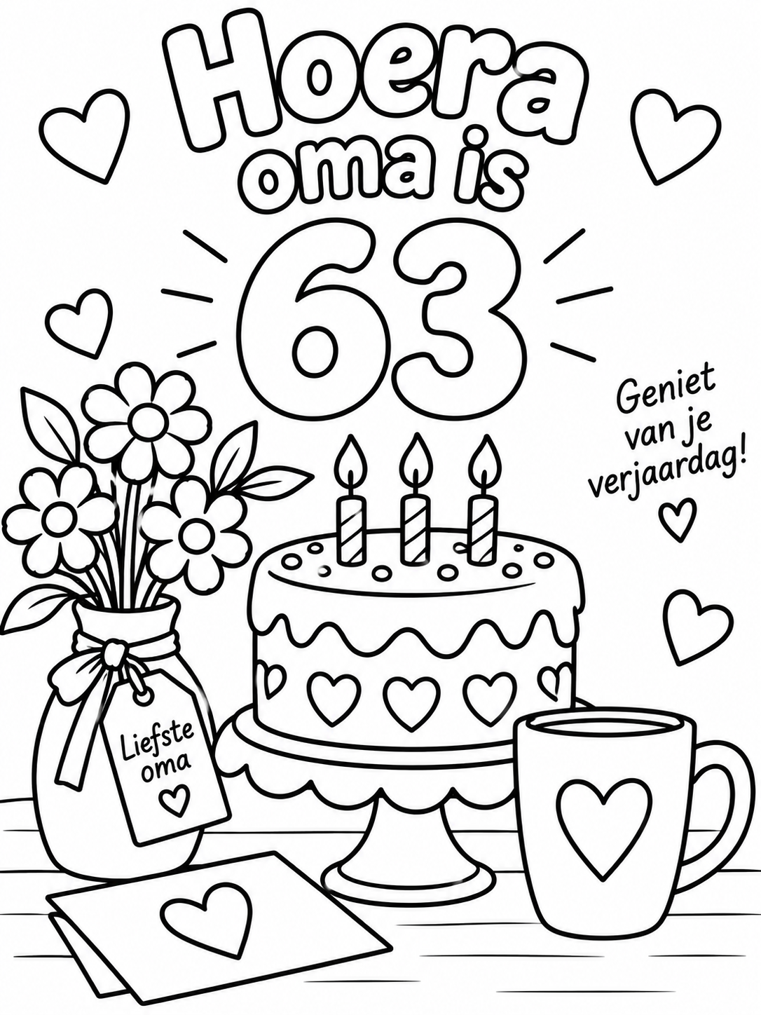 Kleurplaat oma 63 jaar.