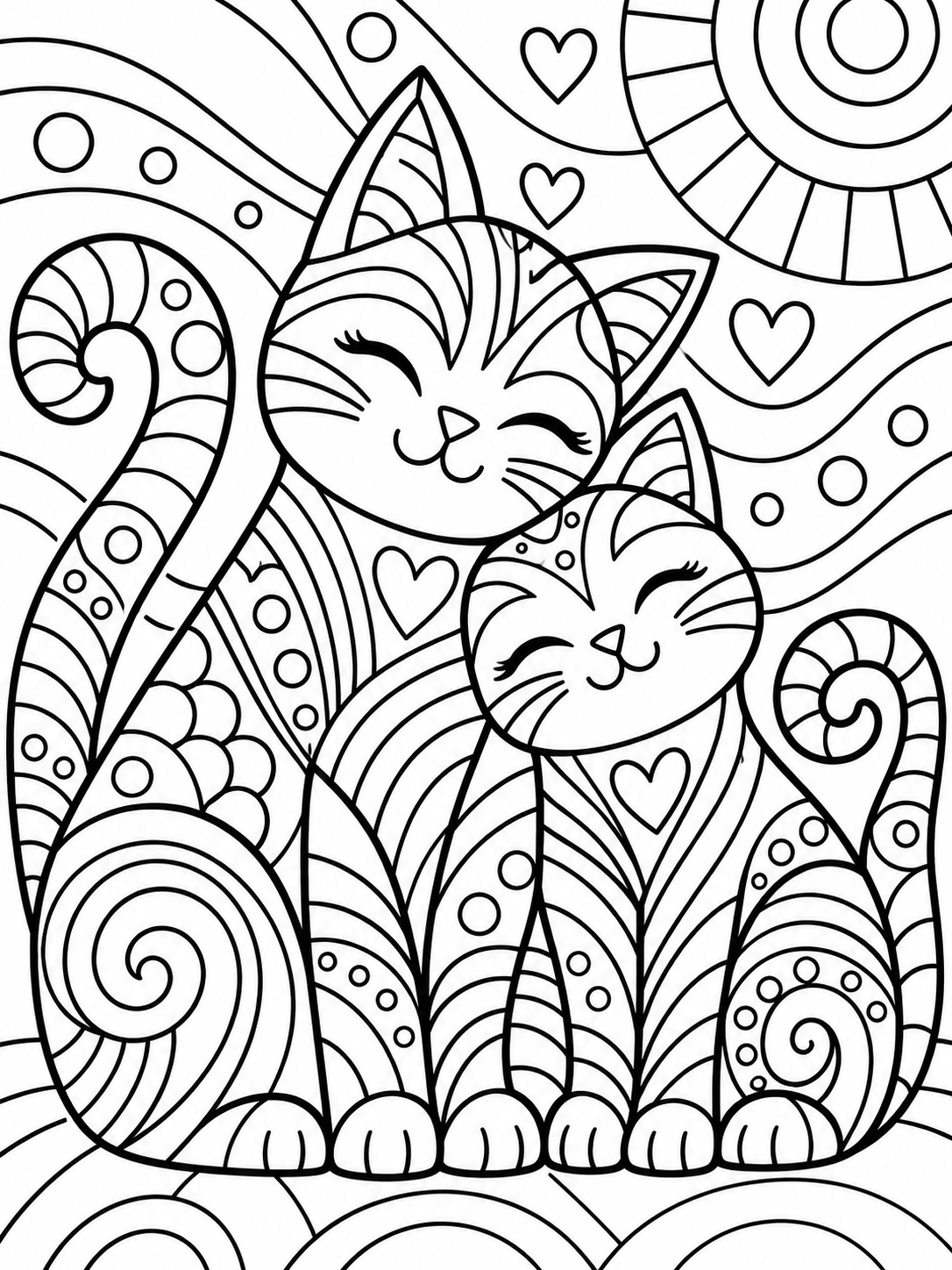 Abstracte kleurplaat katten