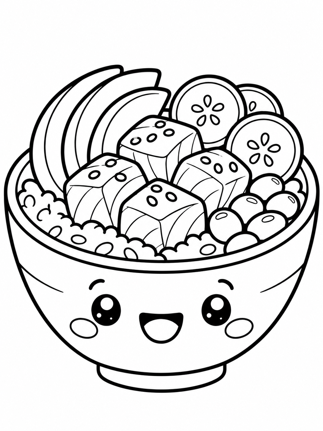 Kawaii pokébowl kleurplaat