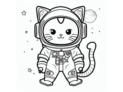 Kleurplaat ruimte kat