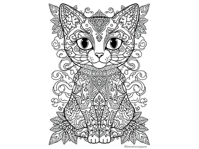 Kleurplaat kat mandala