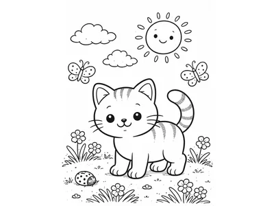 Kleurplaat schattige kat 2