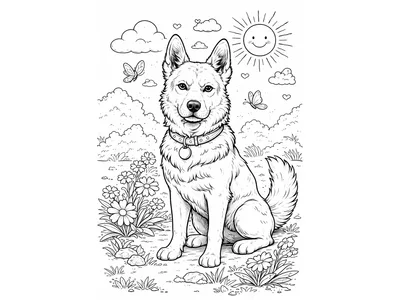 Kleurplaat grote hond