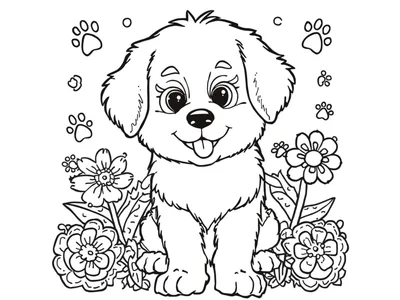 Kleurplaat hond eenvoudig