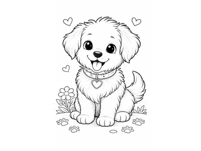Kleurplaat schattige hond